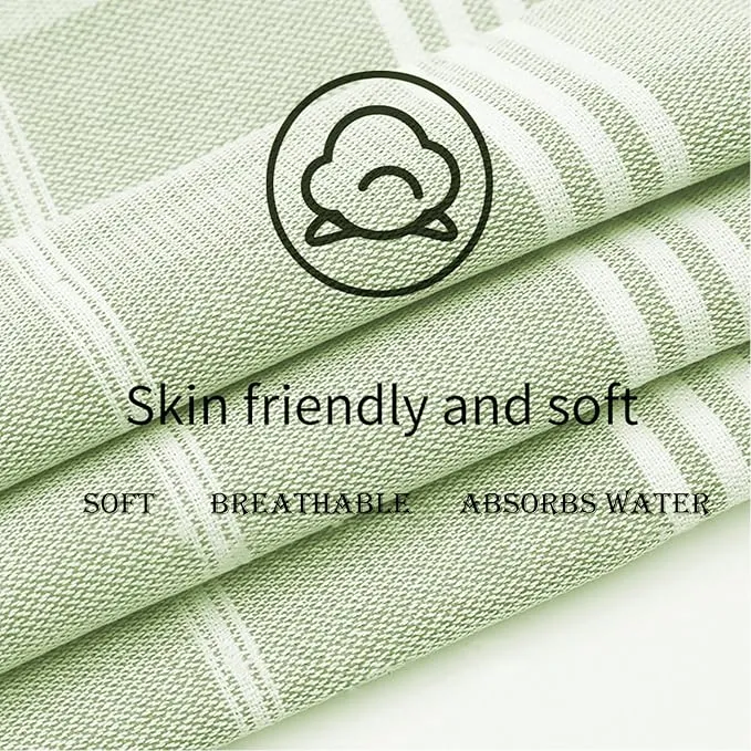1pcs Large Turkish Cotton Poncho Towel Surf Poncho Changing Towel Robe with Hood and Front Pocket Absorbent Wearable Towel Hooded Beach Towel for Adult Man Women Beach Pool (Green, Large)