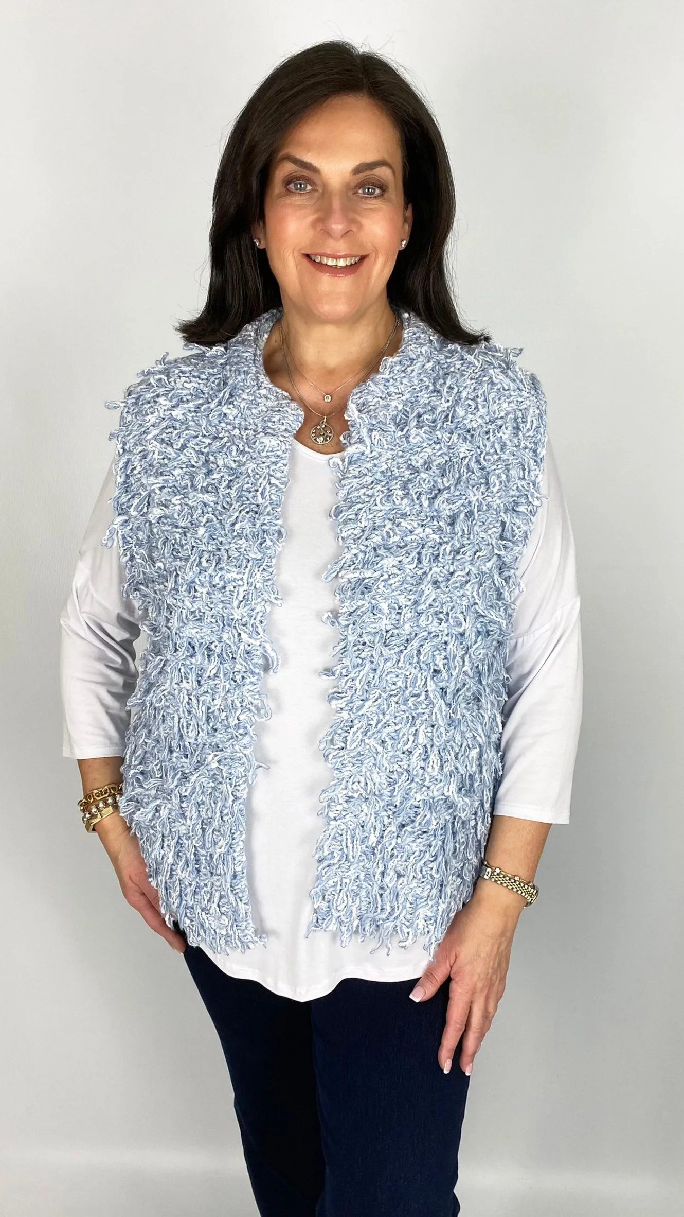 2-Tone Edge-to-edge Shaggy Looped Gilet | 2 Colours | by Malissa J | last 1