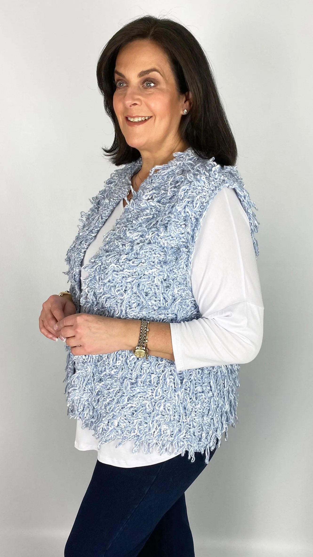 2-Tone Edge-to-edge Shaggy Looped Gilet | 2 Colours | by Malissa J | last 1