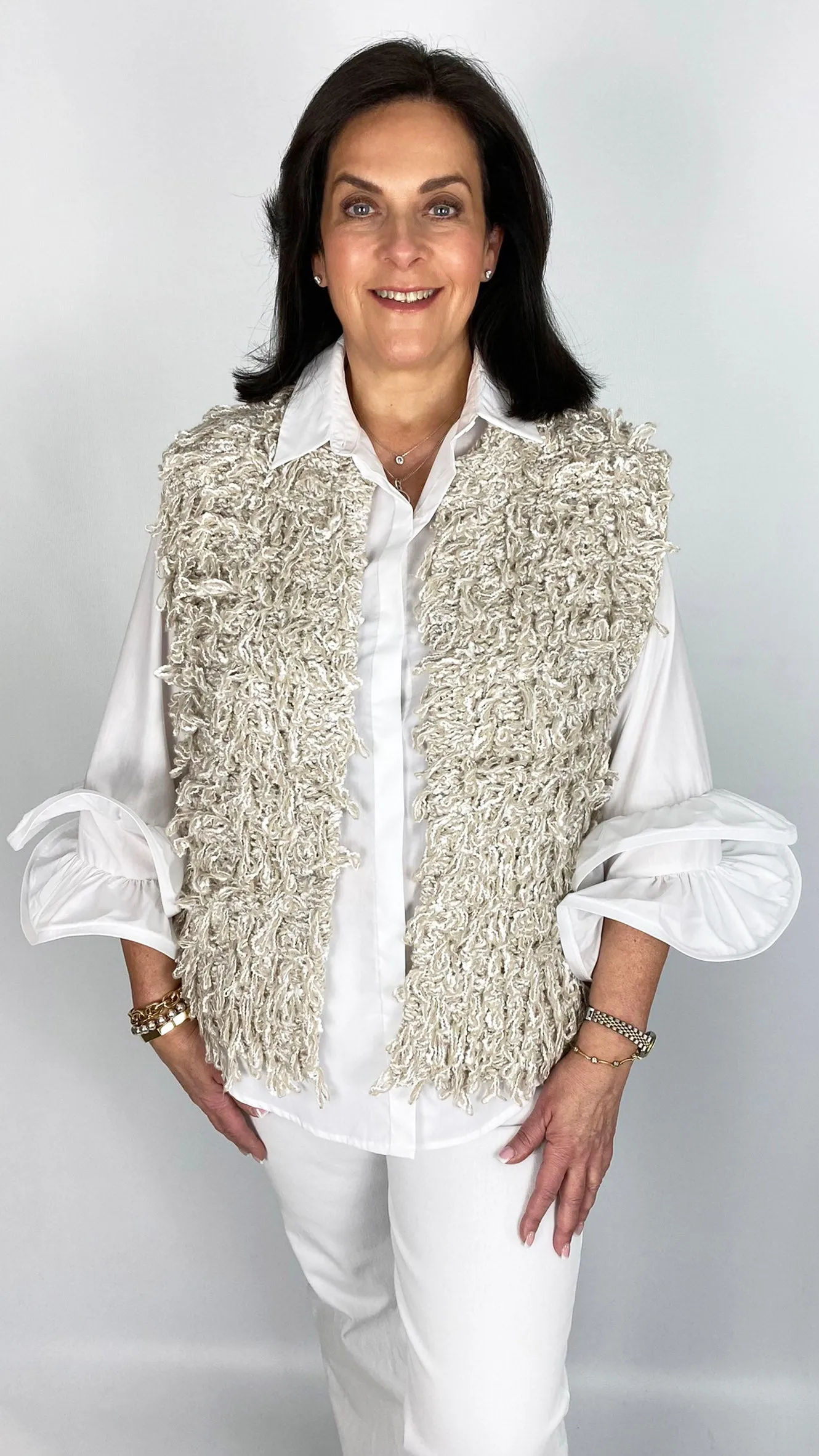 2-Tone Edge-to-edge Shaggy Looped Gilet | 2 Colours | by Malissa J | last 1