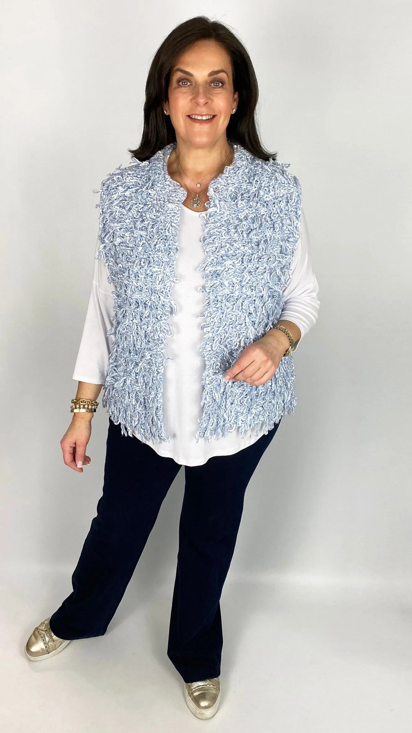 2-Tone Edge-to-edge Shaggy Looped Gilet | 2 Colours | by Malissa J | last 1