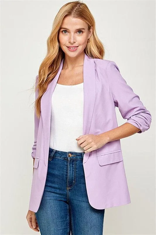 3/4 ruched sleeve blazer