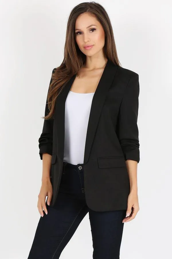 3/4 ruched sleeve blazer