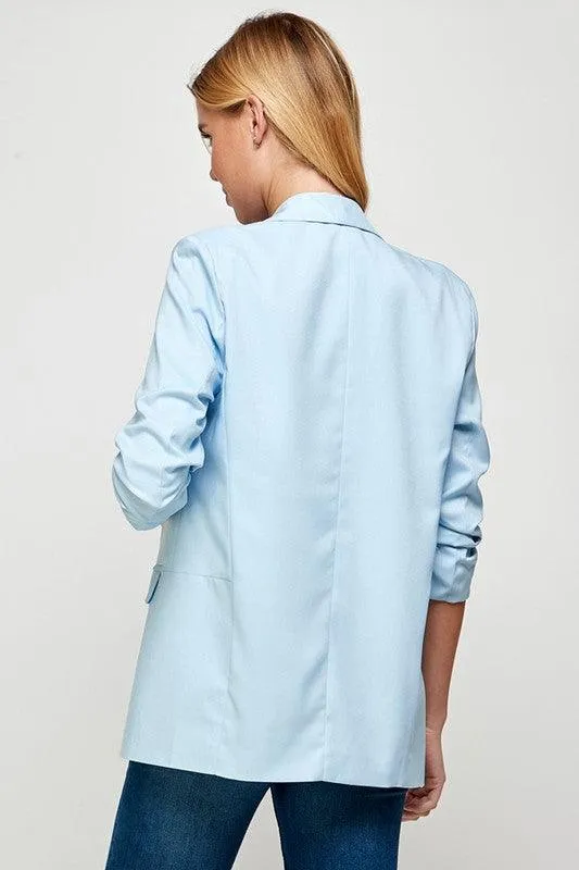 3/4 ruched sleeve blazer