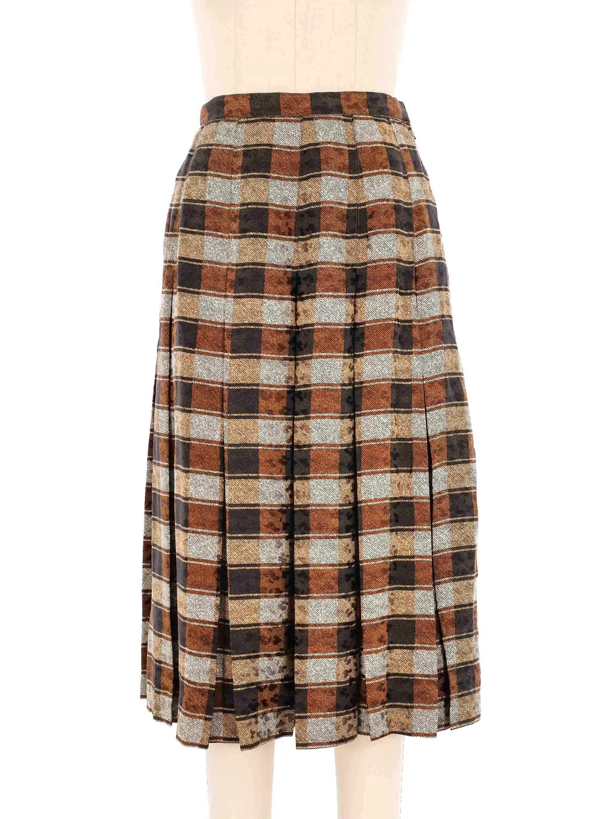 Adolfo Pleated Plaid Skirt Ensemble