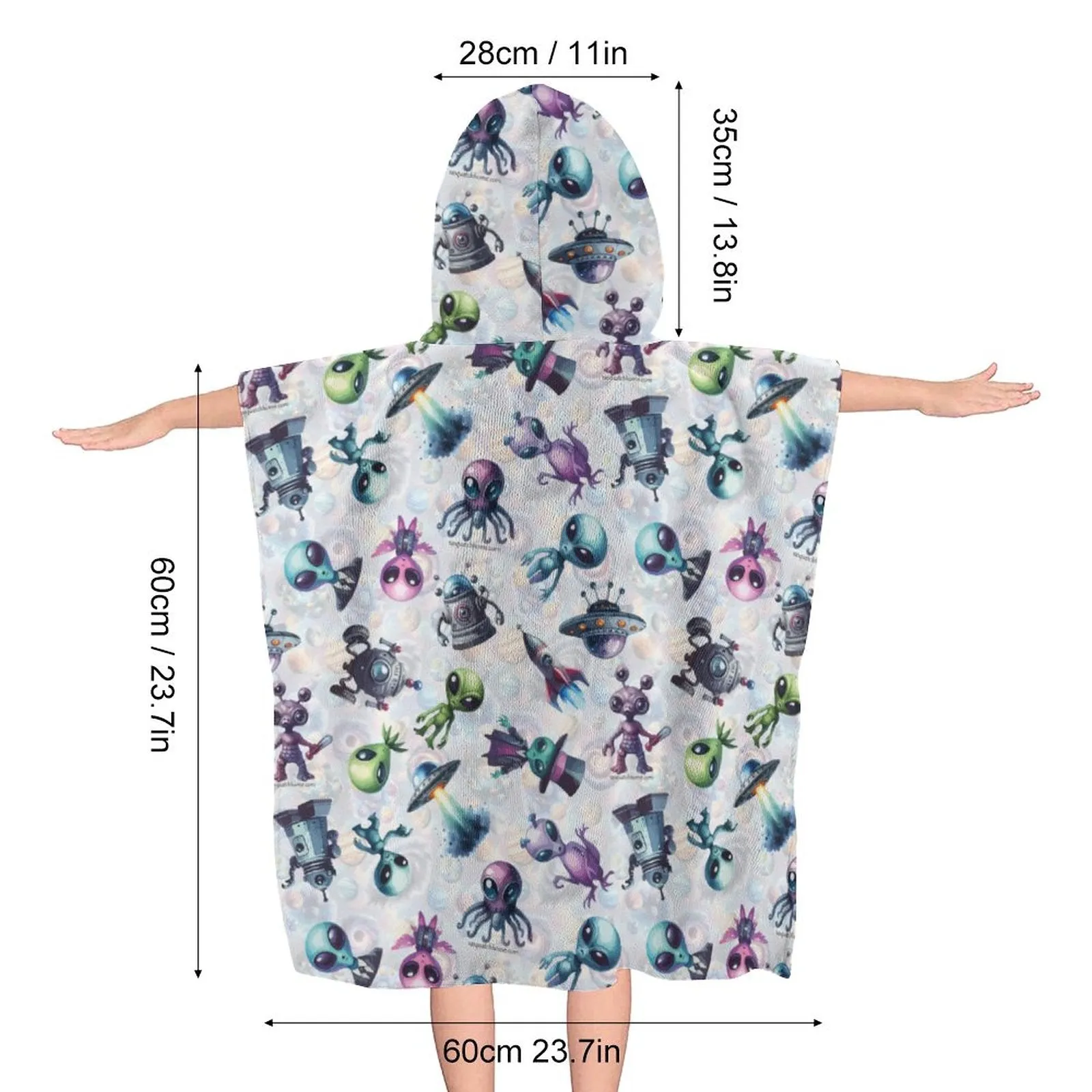 Aliens - Hooded Terry Cloth Pullover Towel for Kids, Children