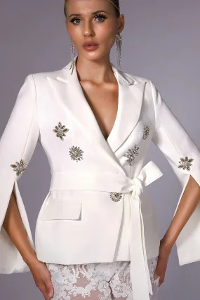 Alma Bead & Rhinestone Waist Belt Blazer