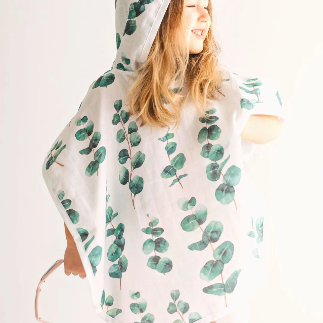 Baby Kids Beach Bath Towel Muslin Hooded Poncho - Eucalyptus