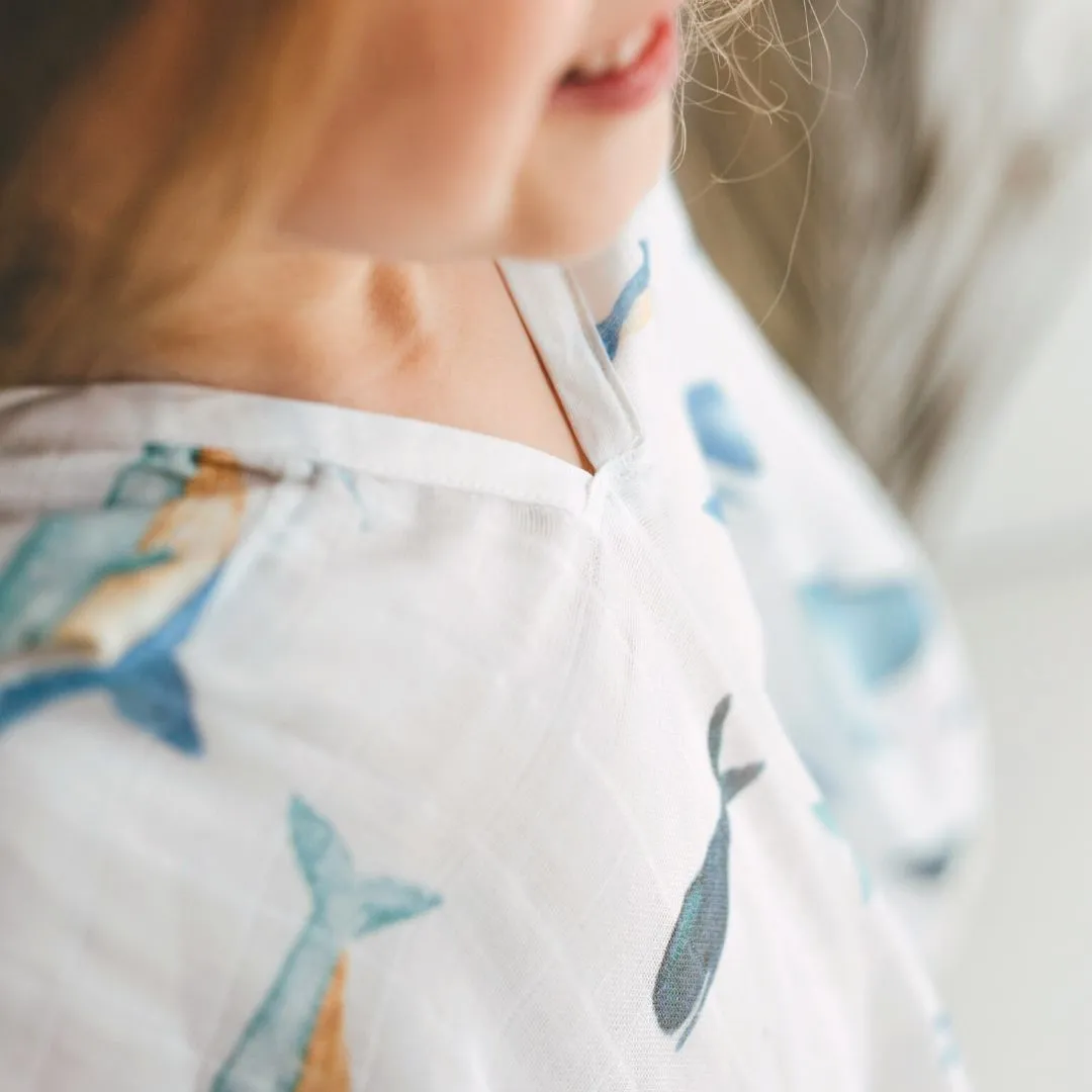 Baby Kids Beach Bath Towel Muslin Hooded Poncho - Whale