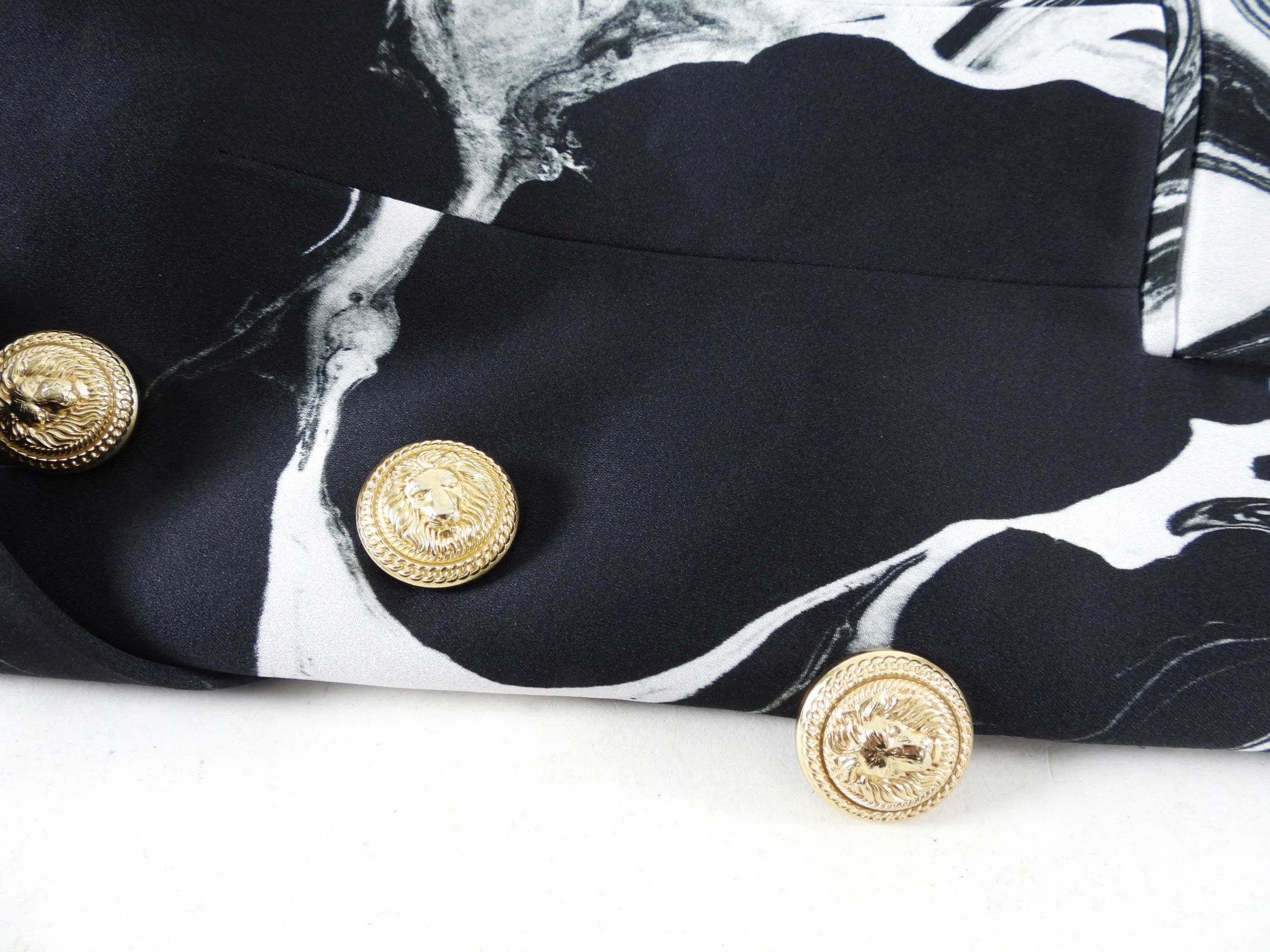 Balmain Black and White Marble Pattern Blazer - FR42 / USA L (8/10)