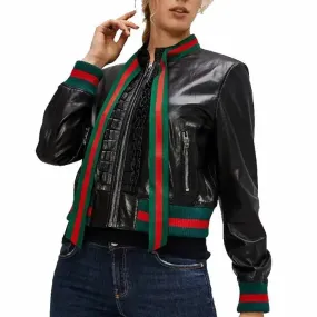 Black Genuine Leather Coat for Women
