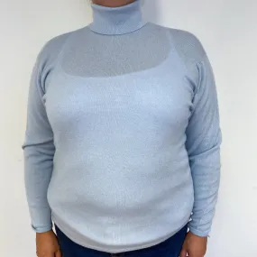 Brand New Scottish Blue Polo Neck Cashmere Jumper