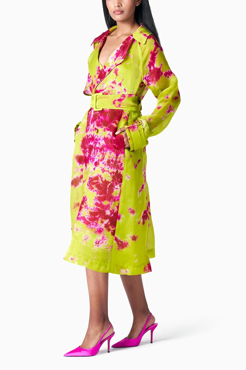 Chartreuse Seas Trench Coat