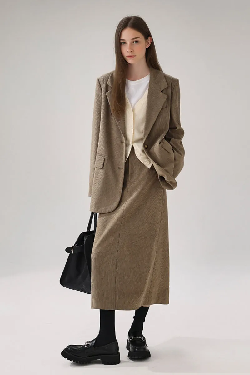 Classic Corduroy Single Breasted Lapel Blazer