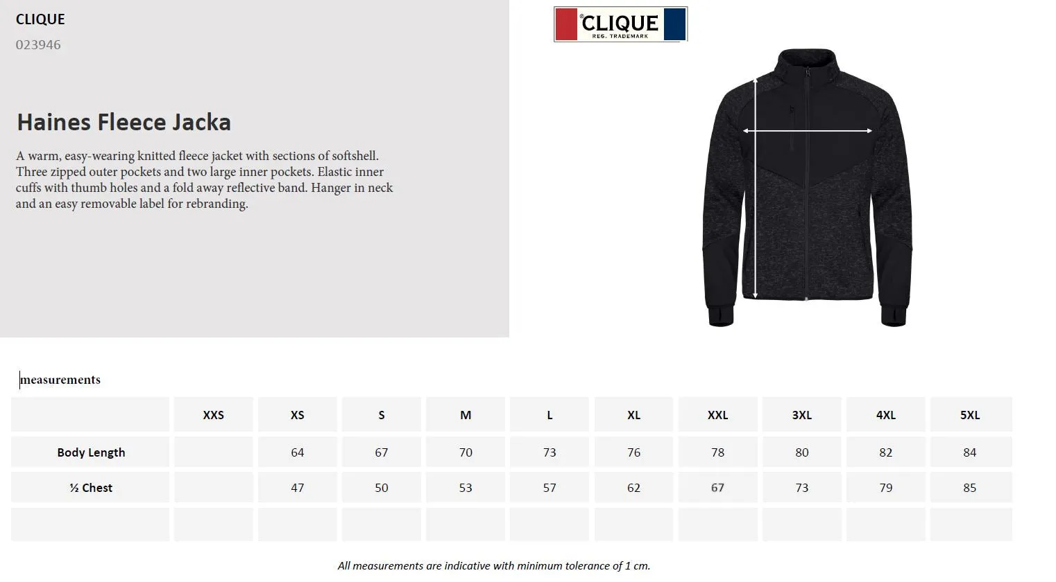 Clique Haines Fleece Jacket | Men's Hybrid Fleece | Softshell Panels | 4 Colours | XS-3XL