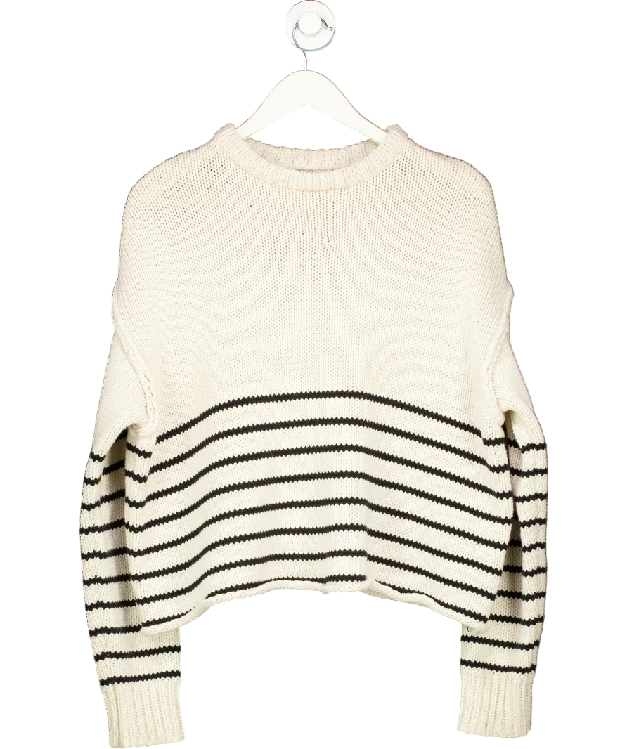 DISSH Beige Camille Stone Stripe Crop Jumper UK S