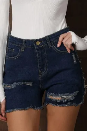DISTRESSED FRONT AND BACK DETAIL DENIM SEXY SHORT