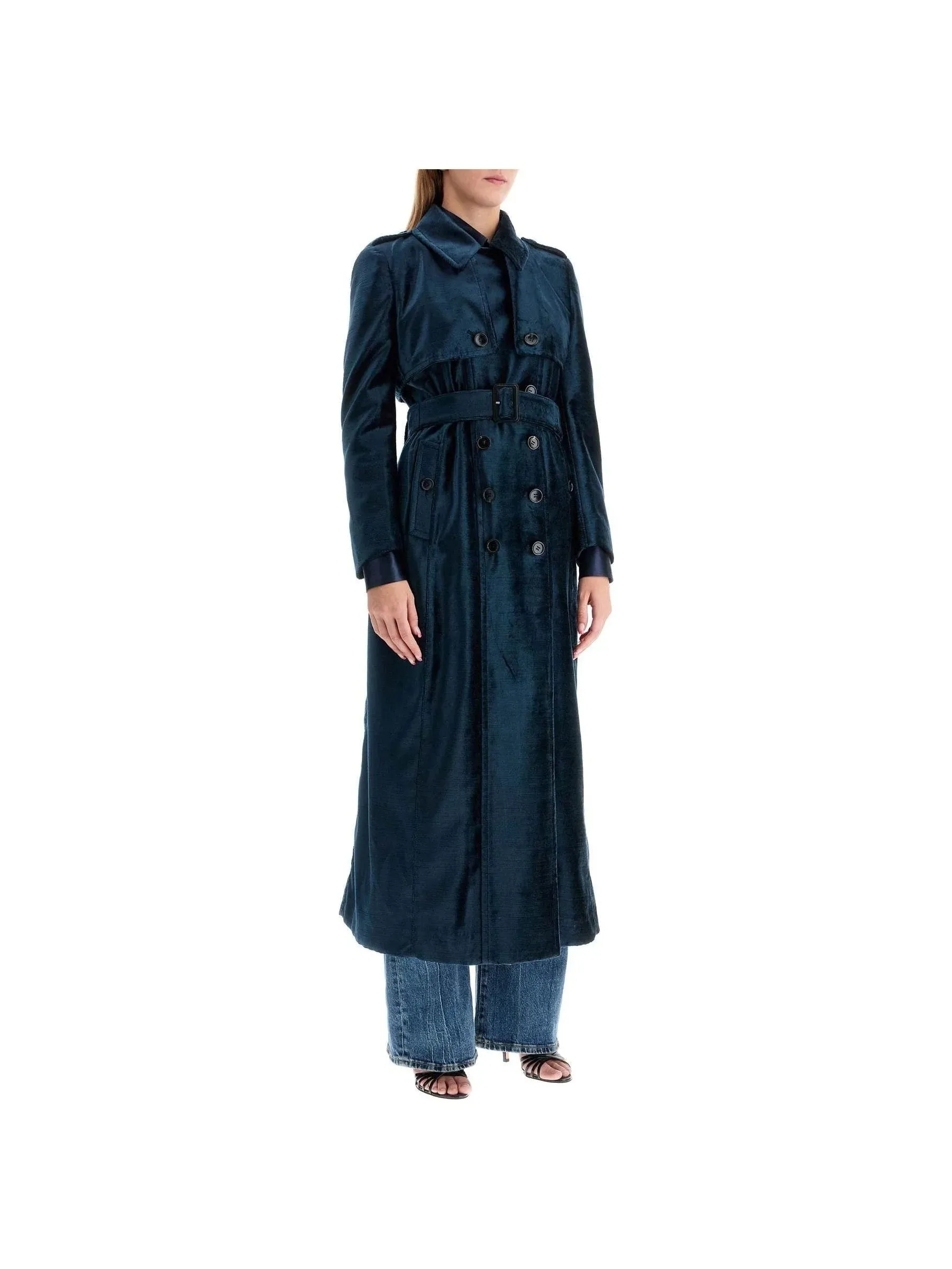 Double-Breasted Velvet Coat