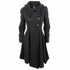 Elegant Asymmetric Stand Collar Single-Breasted Coat