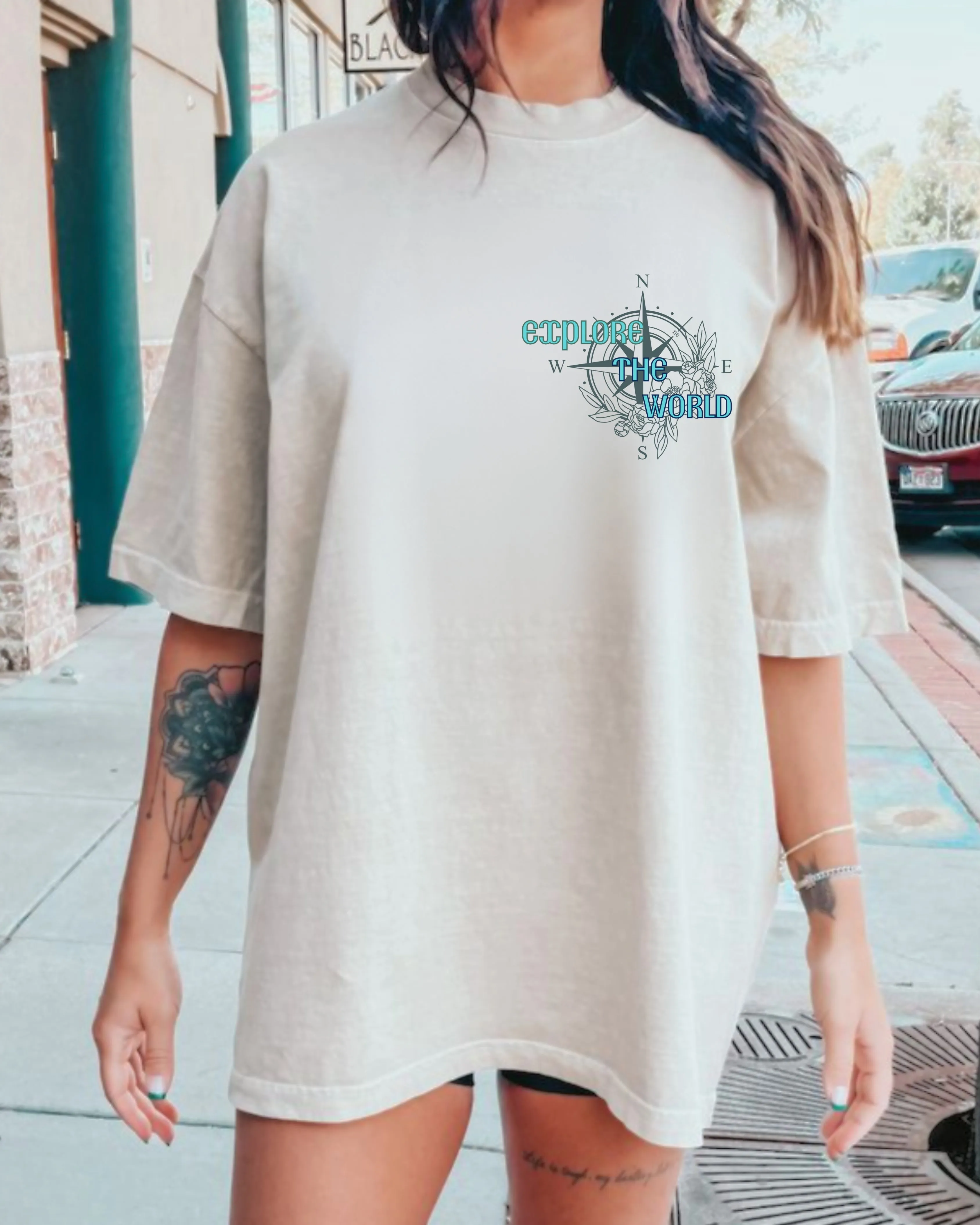 Explore the World Compass Graphic Tee | Unisex Adventure T-Shirt | Travel & Exploration Inspired Shirt
