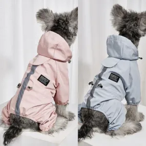 Four-Legged Reflective Dog Raincoat  Soft Impermeable Polyester