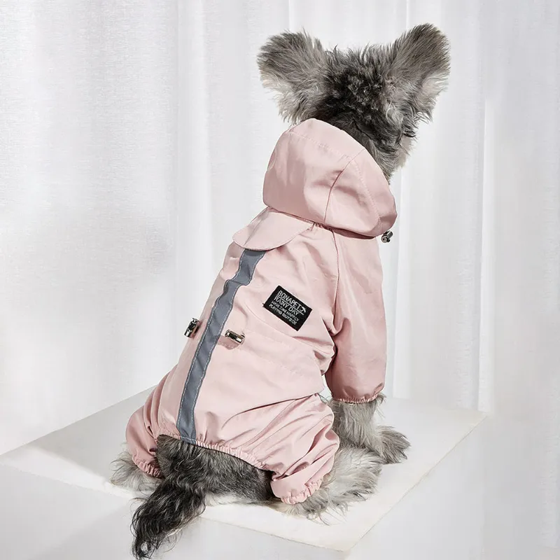 Four-Legged Reflective Dog Raincoat  Soft Impermeable Polyester