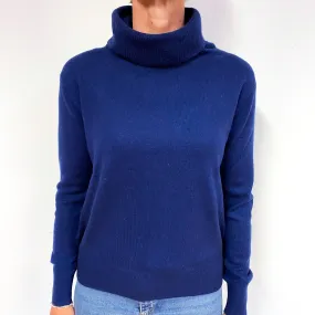 French Navy Cashmere Funnel Neck Jumper Medium