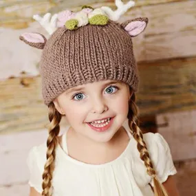 Hartley Deer with Flowers Knit Hat by The Blueberry Hill