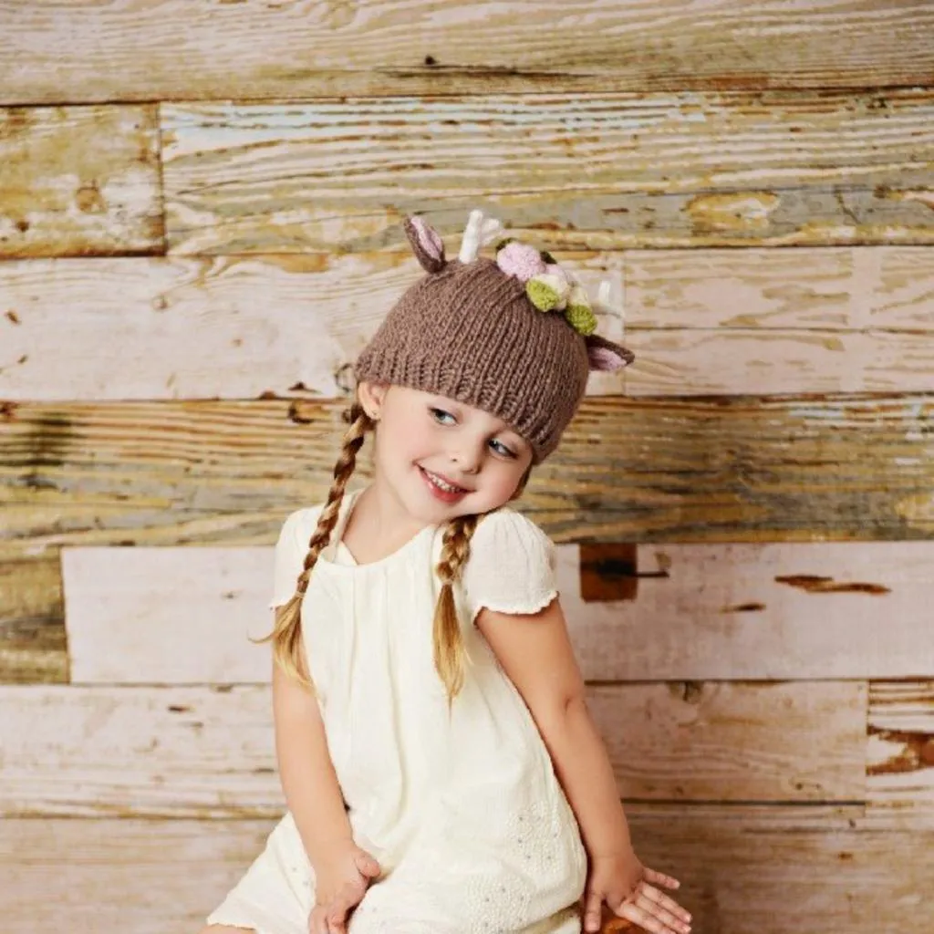 Hartley Deer with Flowers Knit Hat by The Blueberry Hill
