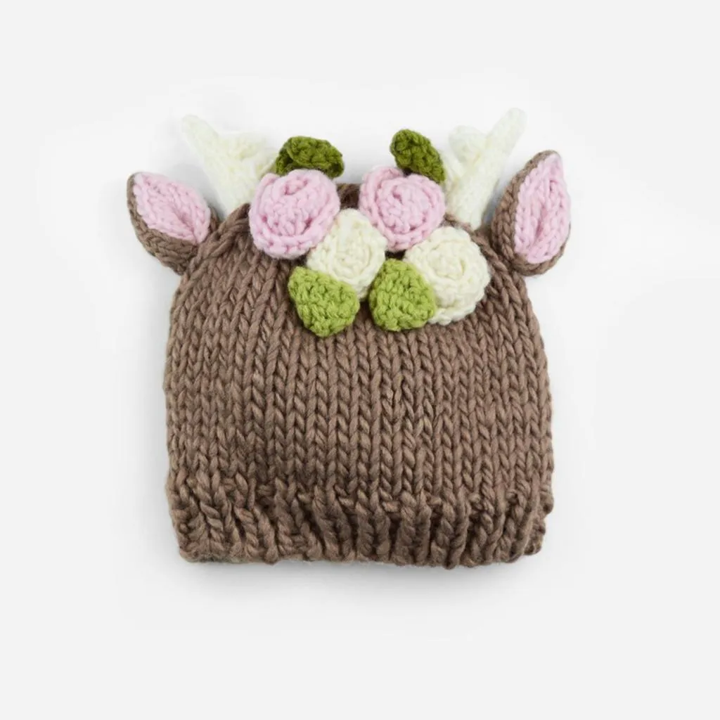 Hartley Deer with Flowers Knit Hat by The Blueberry Hill