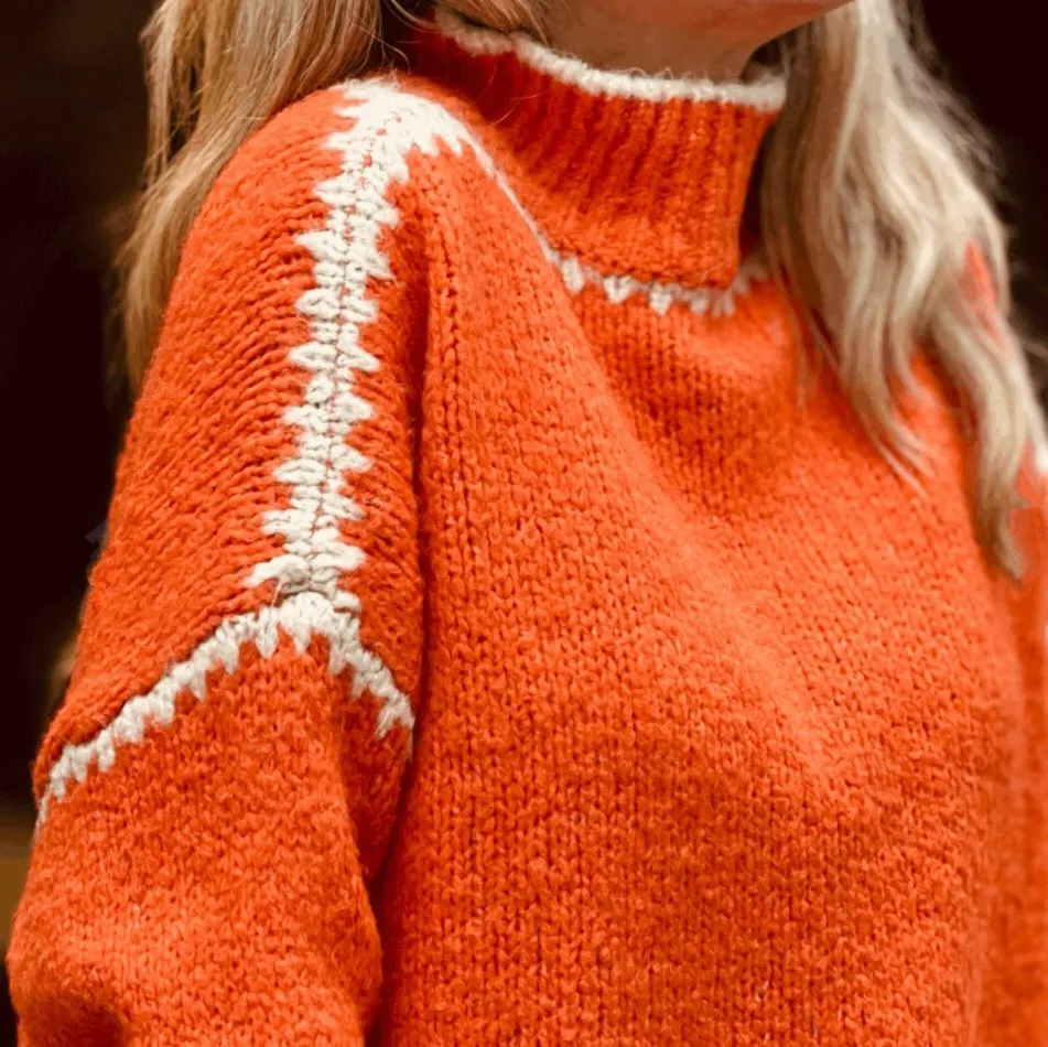 Helena Wool Stitch Jumper in Orange