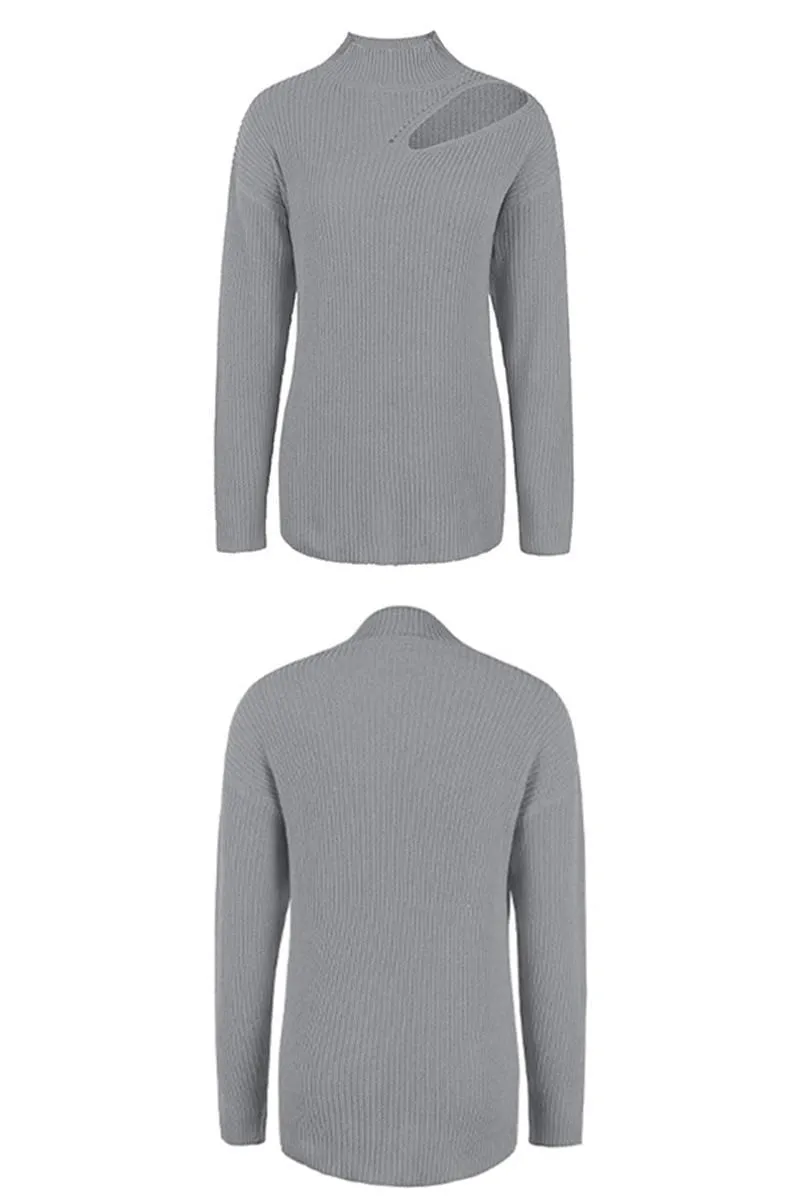 HOLLOW KNIT LOOSE FIT CASUAL SWEATER TOP