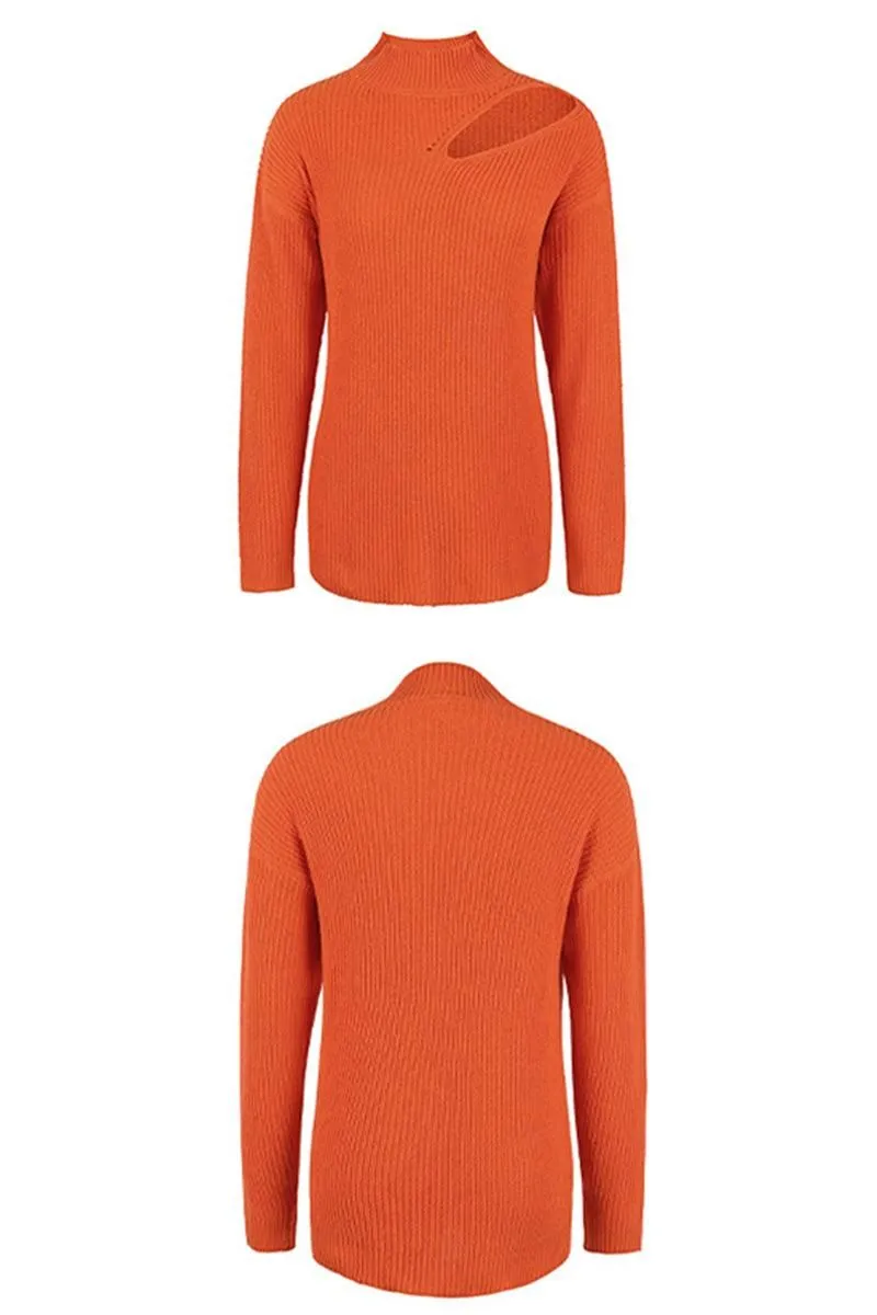 HOLLOW KNIT LOOSE FIT CASUAL SWEATER TOP