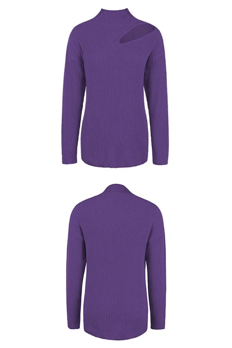 HOLLOW KNIT LOOSE FIT CASUAL SWEATER TOP