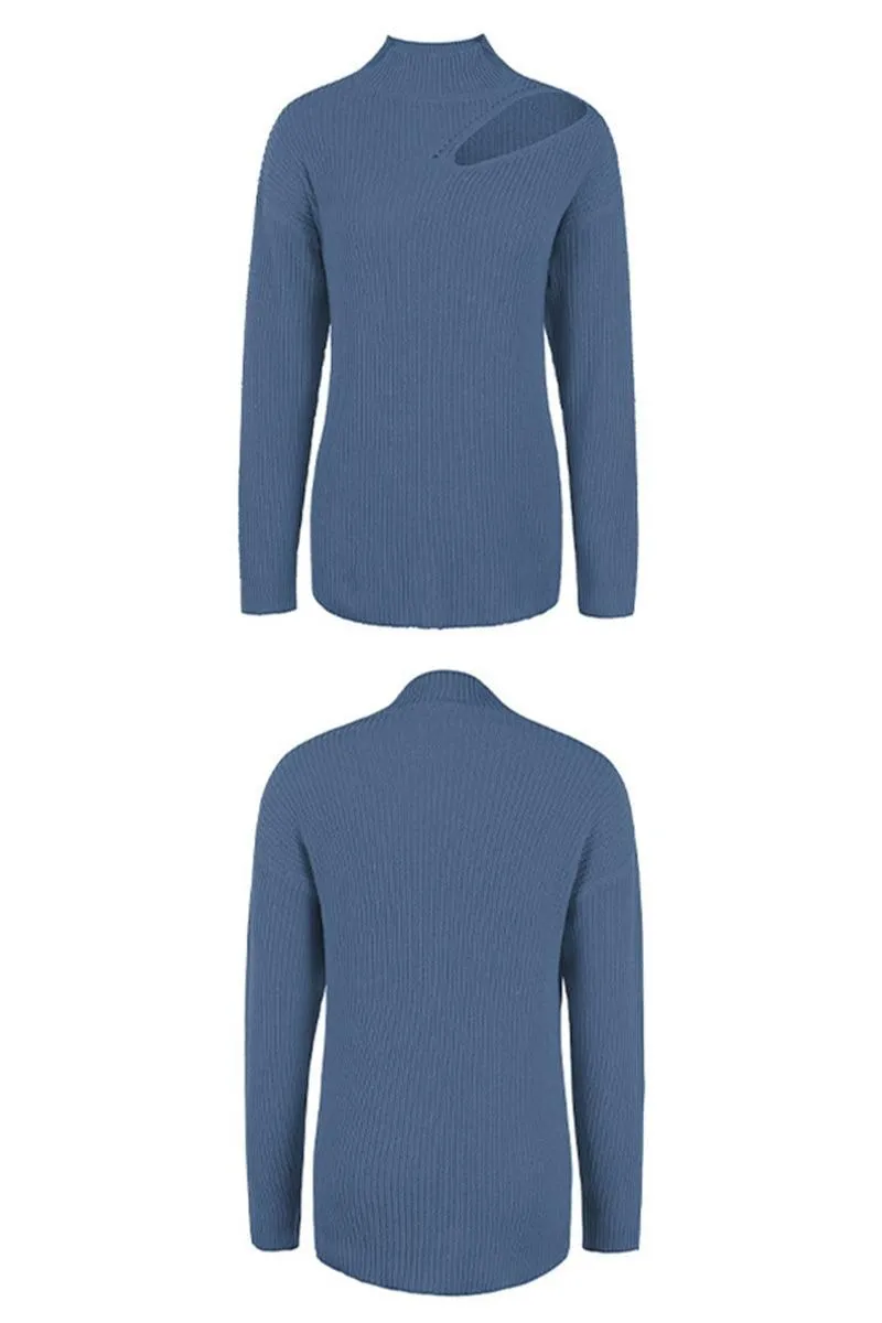 HOLLOW KNIT LOOSE FIT CASUAL SWEATER TOP