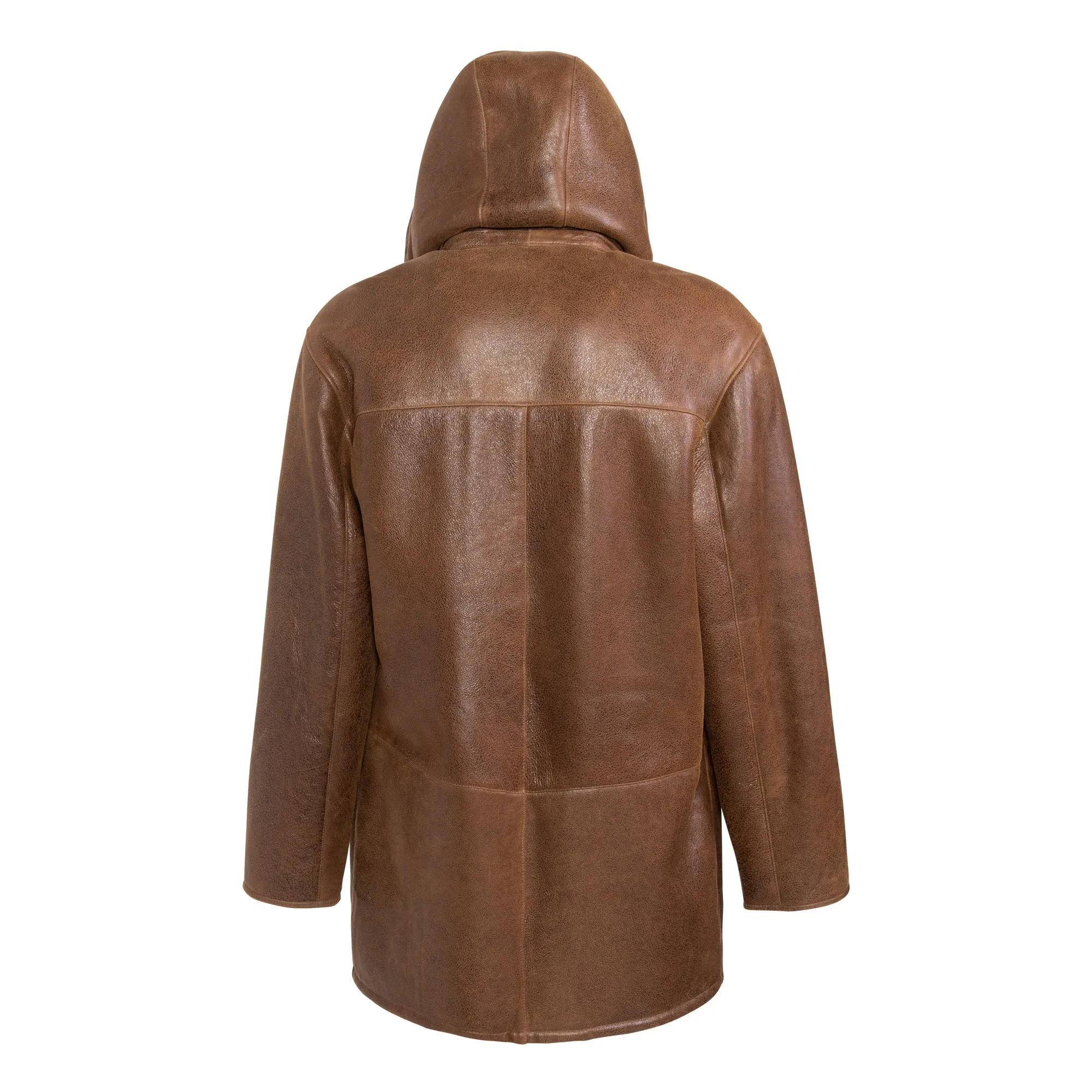 JESSIE Men Hooded Shearling Duffle Coat