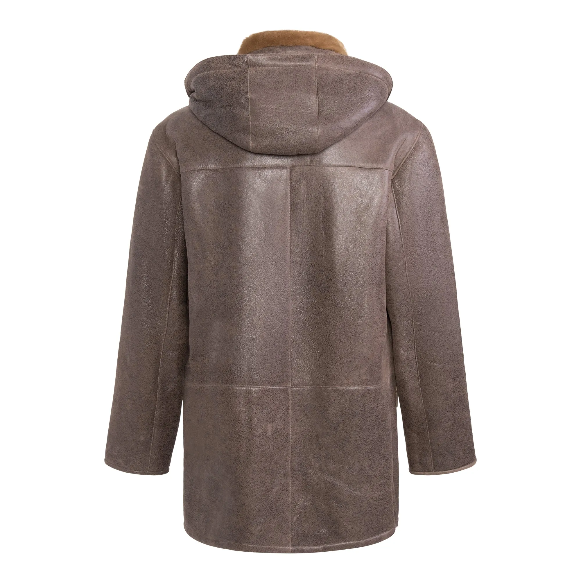 JESSIE Men Hooded Shearling Duffle Coat