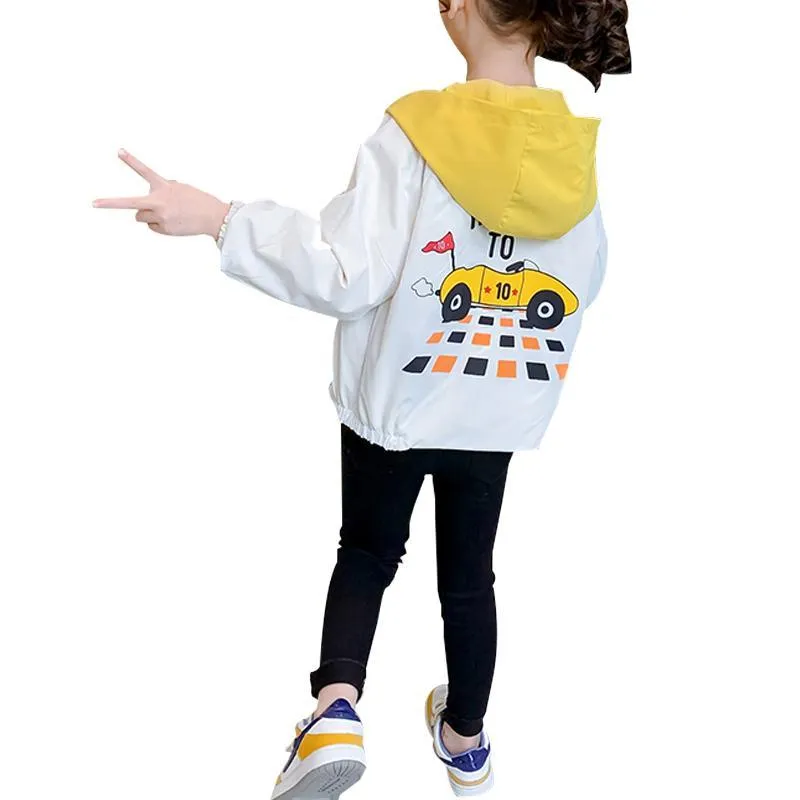 kids designer wholesale Kid Girl Printing Small Car Pattern Long Sleeve Trench Coat
