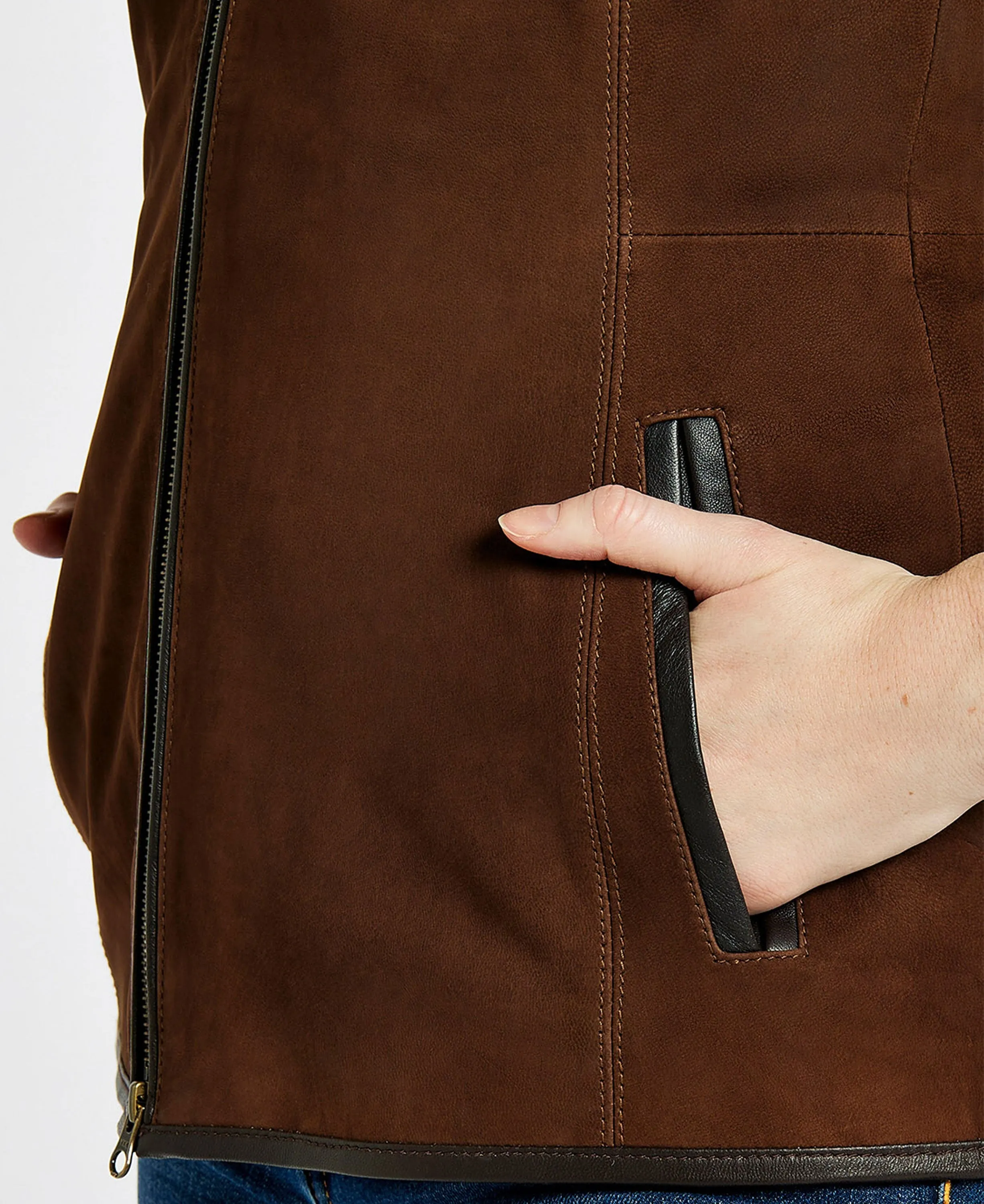 Kingston Leather Gilet - Walnut