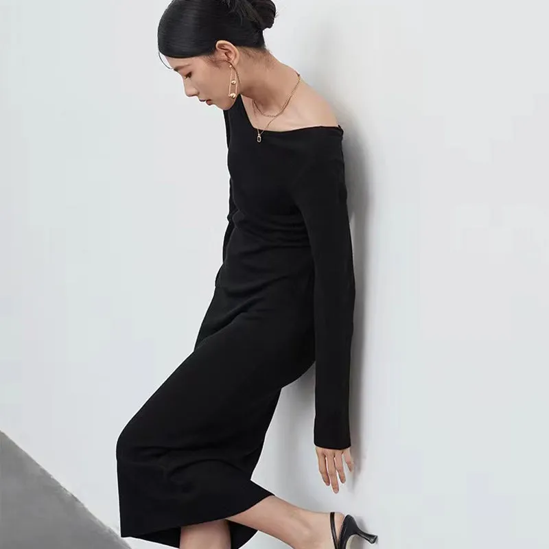 Knot back wool sweater dress