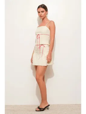 Lace Trim Pleated Mini Skirt