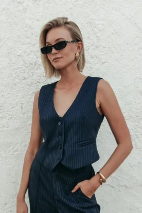 Loiza pinstripe gilet | dark blue