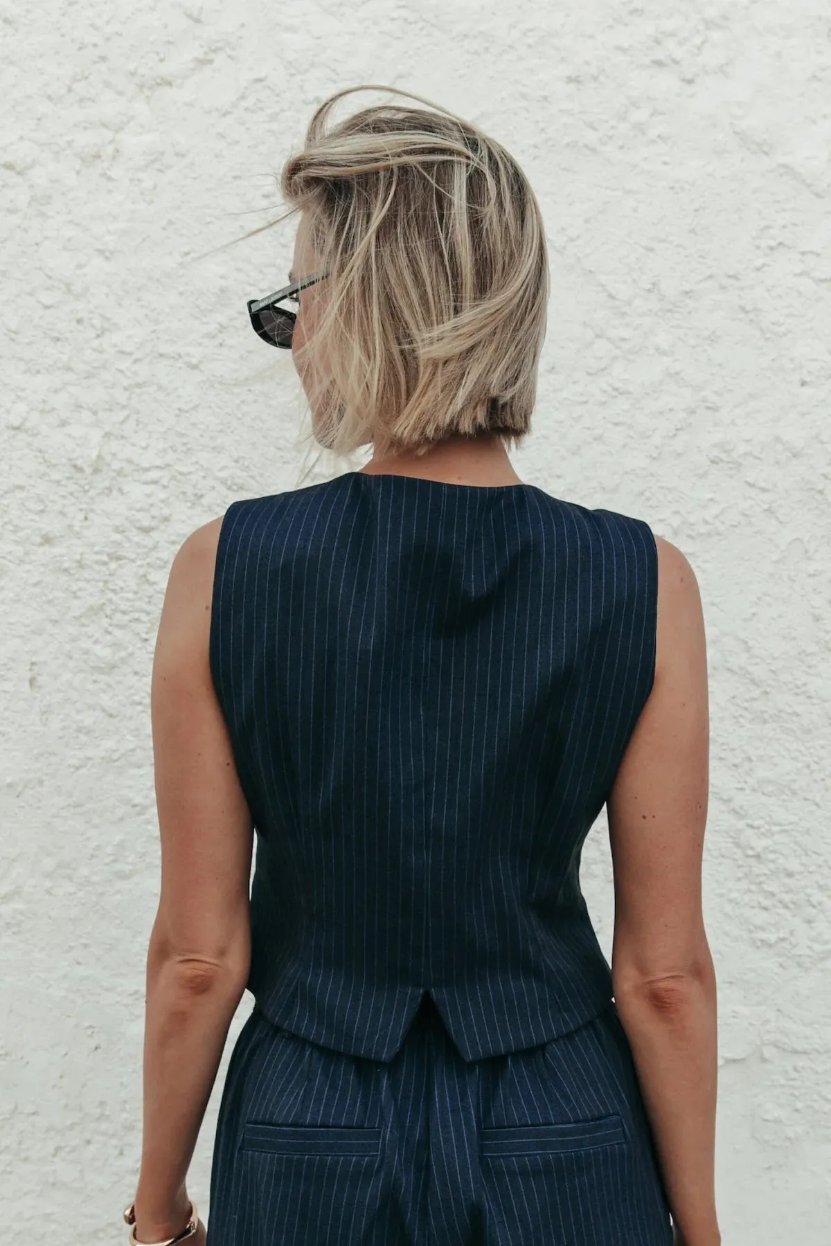 Loiza pinstripe gilet | dark blue