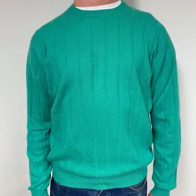 Men's Bright Jade Green Cashmere Crew Neck Jumper XXLarge