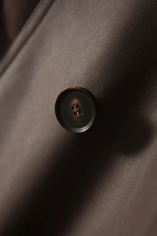 Modern Collarless Leather Blazer