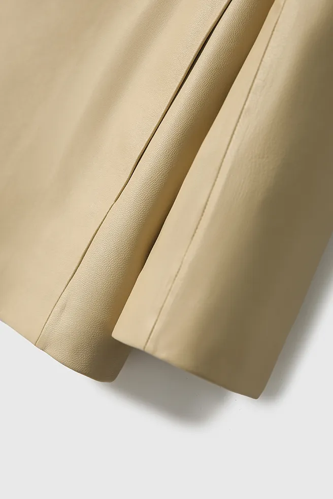 Modern Collarless Leather Blazer