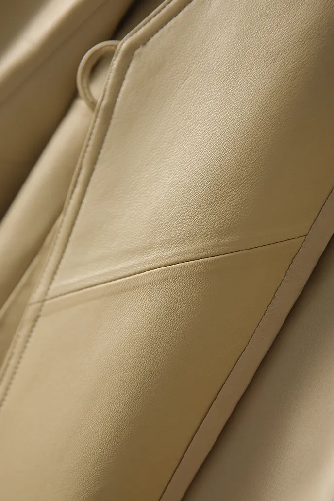 Modern Collarless Leather Blazer