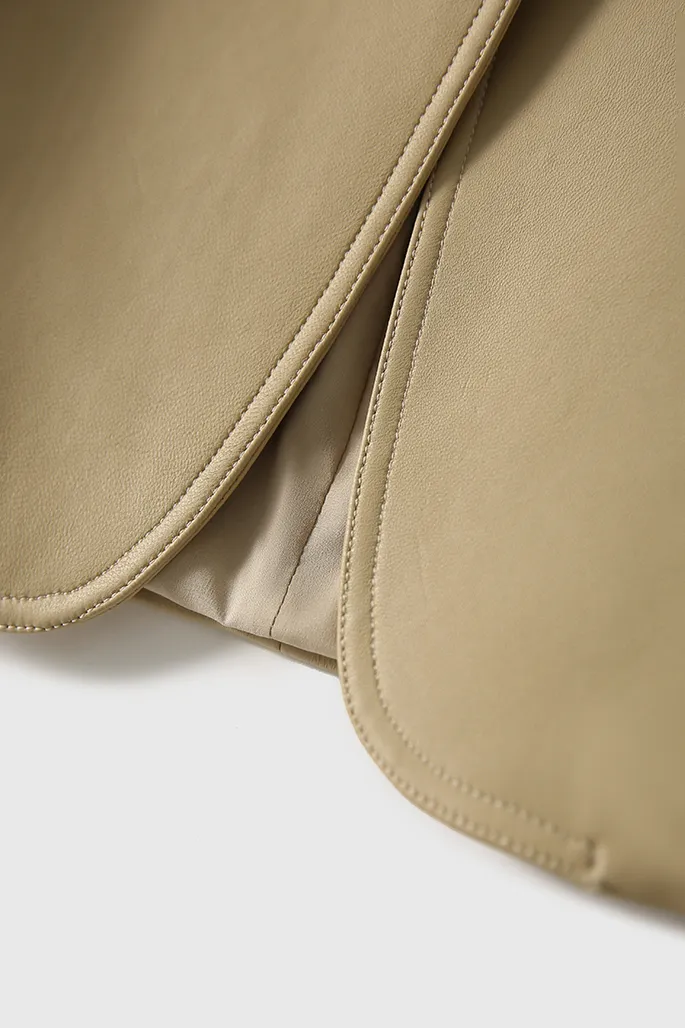 Modern Collarless Leather Blazer