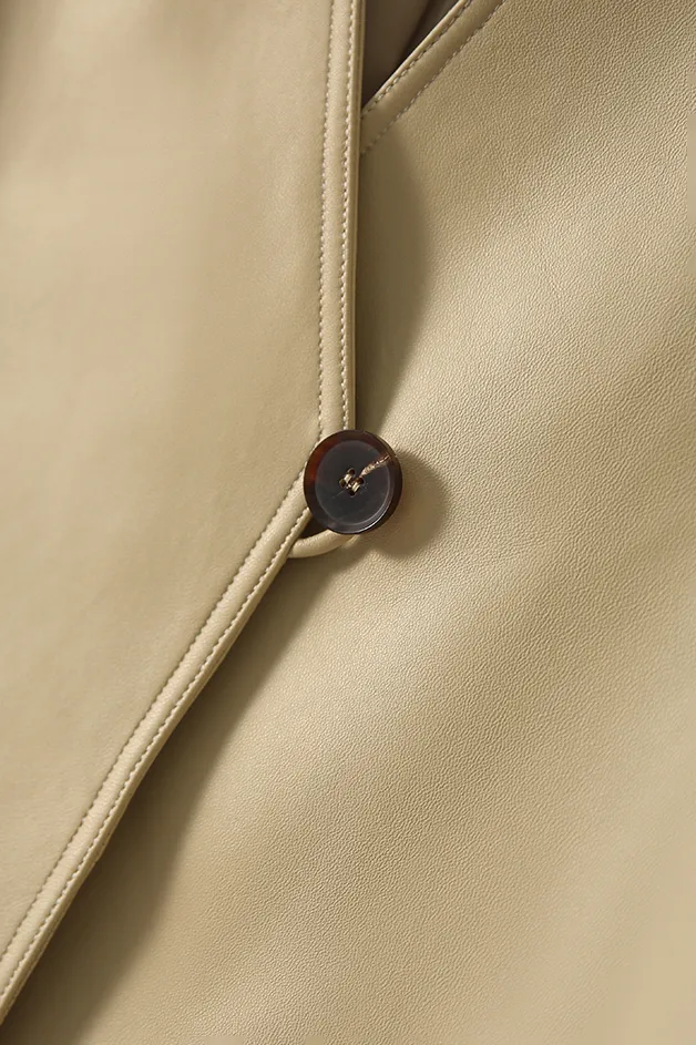 Modern Collarless Leather Blazer