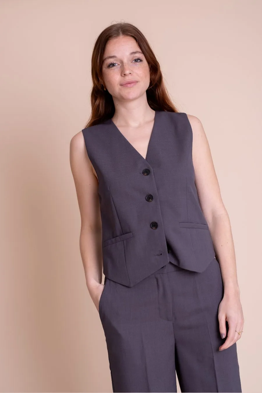 Modstrom Gale gilet getailleerd Grijs